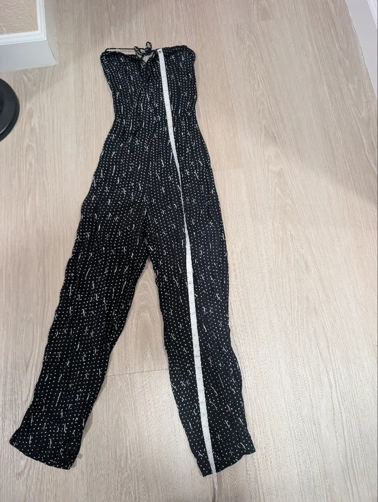 Reformation Black and White Viscose Halter Jumpsuit - Picture 9 of 11